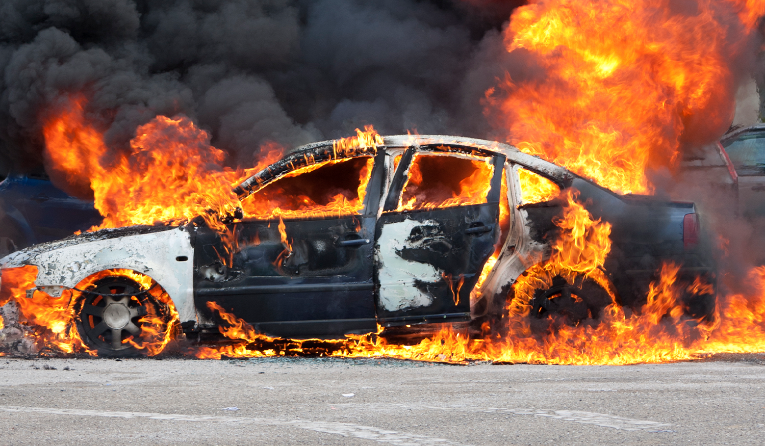 EV car on fire