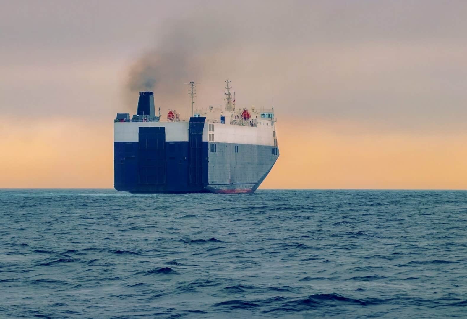 Cargo ship, sea freight. Intercontinental car shipping