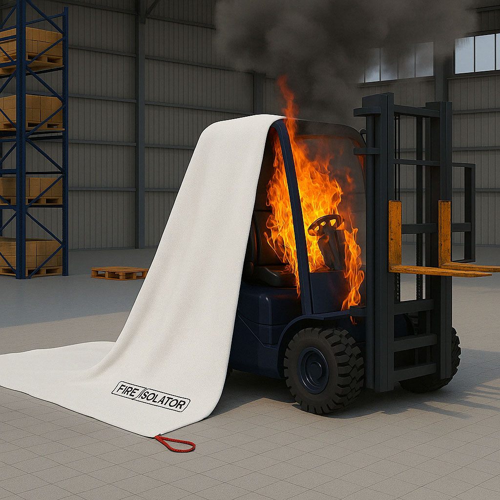 Feuerlöschdecke für Gabelstapler