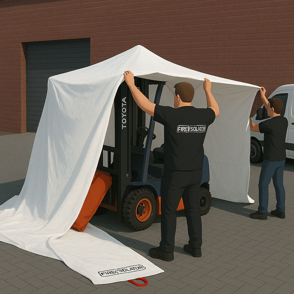 Feuerlöschdecke für Gabelstapler