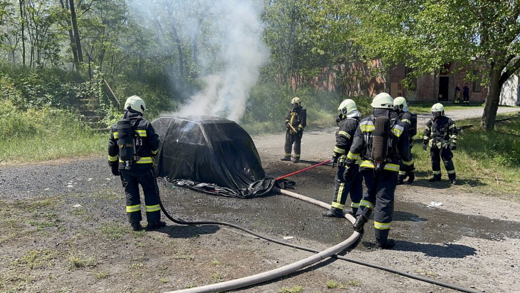 •	Fire Isolator aerosol suppression unit for electric vehicle fire containment
